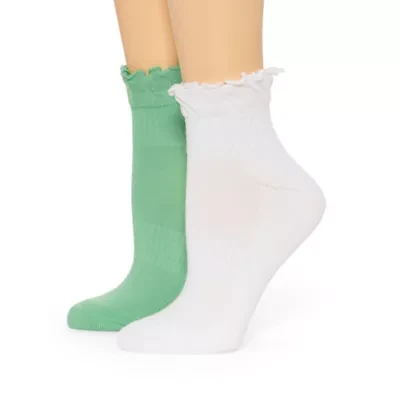 Arizona Lettuce Edge Womens Multi-Pack 2 Pair Low Cut Socks
