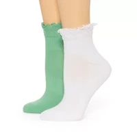 Arizona Lettuce Edge Womens Multi-Pack 2 Pair Low Cut Socks