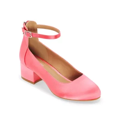 Christie & Jill Layla Little Big Kid Girls Round Closed Toe Block Heel Pumps