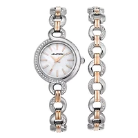 Armitron Now Womens Two Tone 2-pc. Watch Boxed Set-75/5485mptrst