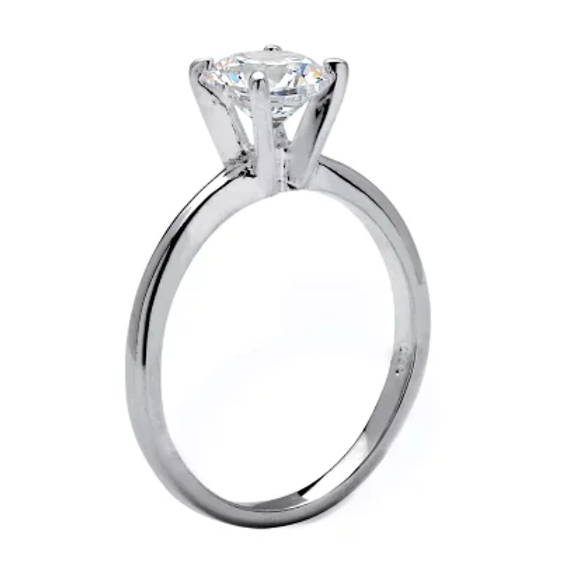 DiamonArt® Womens 1 1/10 CT. T.W.  White Cubic Zirconia Sterling Silver Round Engagement Ring