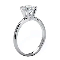 DiamonArt® Womens 1 1/10 CT. T.W.  White Cubic Zirconia Sterling Silver Round Engagement Ring