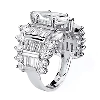 DiamonArt® Womens White Cubic Zirconia Sterling Silver Engagement Ring