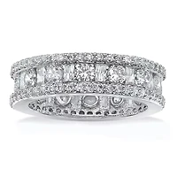 DiamonArt® 6MM 3 1/4 CT. T.W. White Cubic Zirconia Platinum Over Silver Rectangular Band