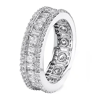 DiamonArt® 6MM 3 1/4 CT. T.W. White Cubic Zirconia Platinum Over Silver Rectangular Band