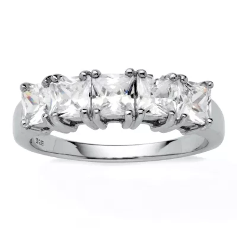DiamonArt® 2MM 1 7/8 CT. T.W. White Cubic Zirconia Platinum Over Silver Square Band