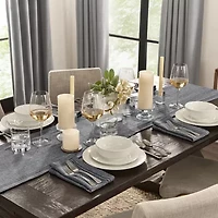 Fieldcrest Luxury Cotton-Linen Herringbone Table Runner