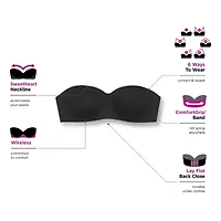 Maidenform Pure Comfort Womens Light Support Bandeau Wireless Strapless Bra Dm7685