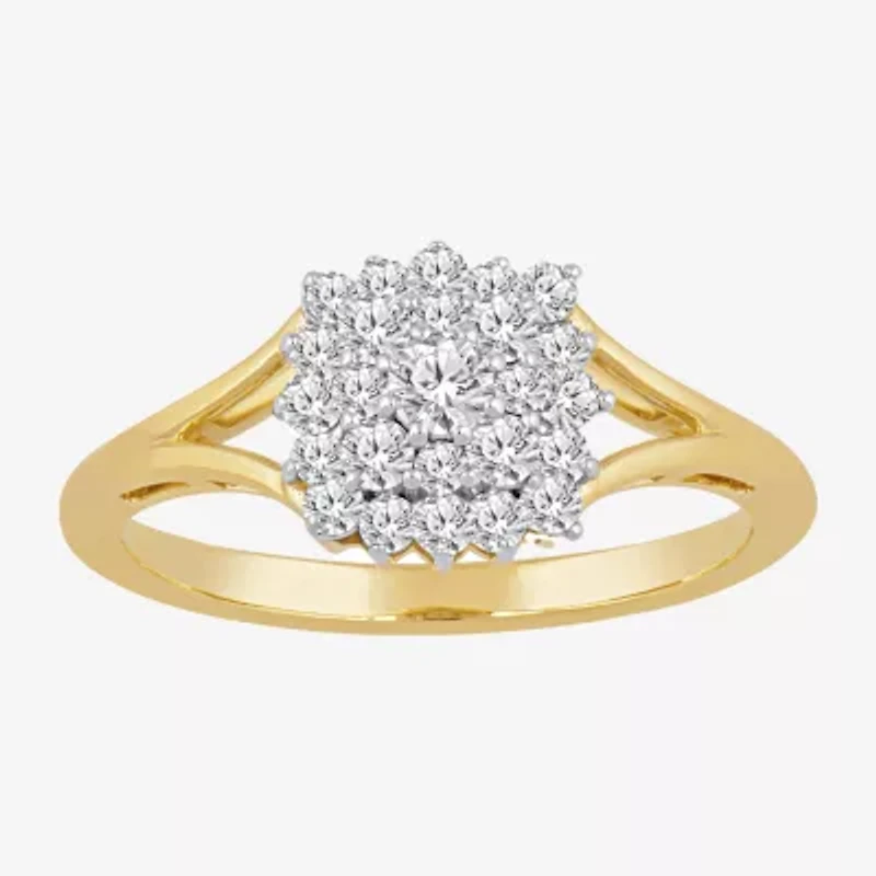 Womens 1/2 CT. T.W. Natural White Diamond 10K Gold Cluster Cocktail Ring