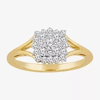 Womens 1/2 CT. T.W. Natural White Diamond 10K Gold Cluster Cocktail Ring