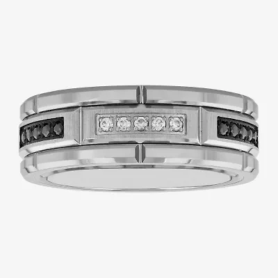Mens 8MM 1/8 CT. T.W. Diamond Tungsten Wedding Band