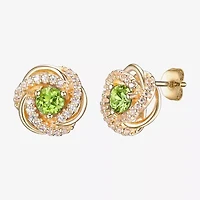 Genuine Green Peridot 18K Gold Over Silver 15.5mm Round Stud Earrings