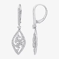Womens Lab Created White Moissanite Sterling Silver Drop Earrings