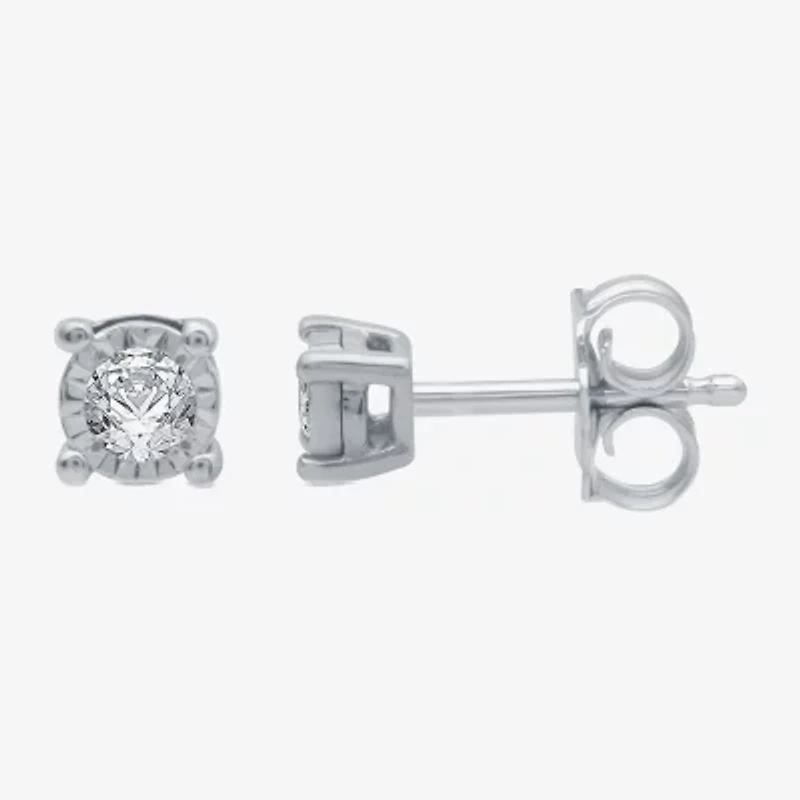 (G / SI1-SI2) Ever Star 1/10 CT. T.W. Lab Grown White Diamond Sterling Silver or 14K Gold over 4.9mm Stud Earrings