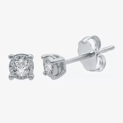 (G / SI1-SI2) Ever Star 1/10 CT. T.W. Lab Grown White Diamond Sterling Silver or 14K Gold over 4.9mm Stud Earrings