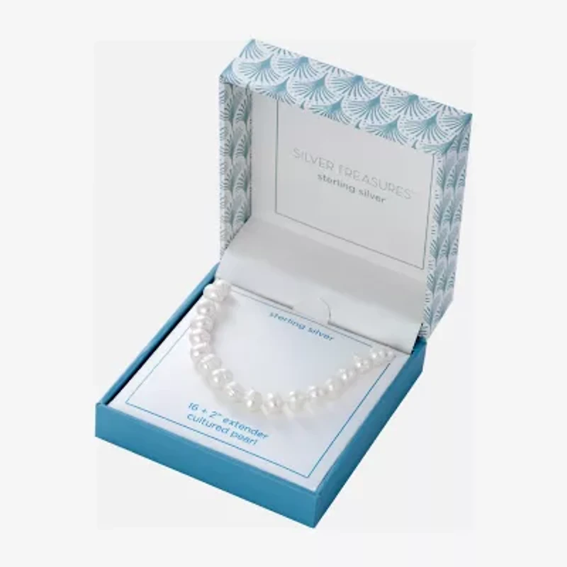 Silver Treasures Womens White 16 Inch Strand Necklace
