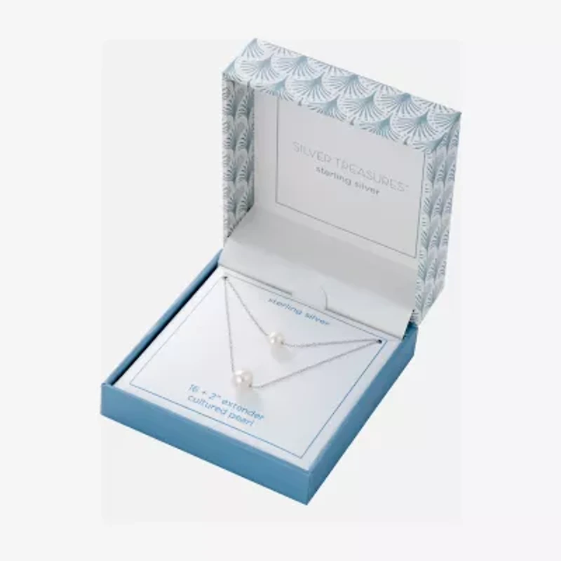 Silver Treasures Womens White 16 Inch Strand Necklace