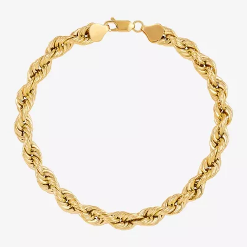 Made in Italy Unisex Adult 10K Gold 9 Inch Hollow Rope Chain Bracelet