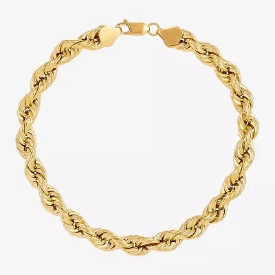 Made in Italy Unisex Adult 10K Gold 9 Inch Hollow Rope Chain Bracelet