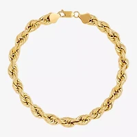 Made in Italy Unisex Adult 10K Gold 9 Inch Hollow Rope Chain Bracelet