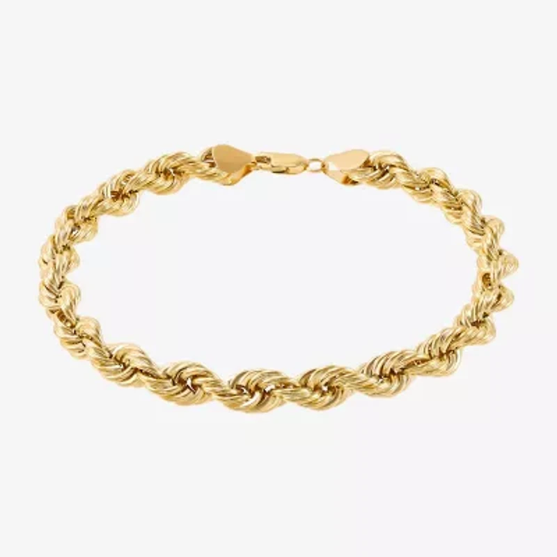 Made in Italy Unisex Adult 10K Gold 9 Inch Hollow Rope Chain Bracelet