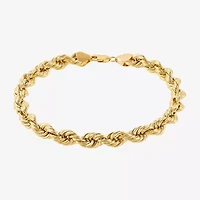 Made in Italy Unisex Adult 10K Gold 9 Inch Hollow Rope Chain Bracelet