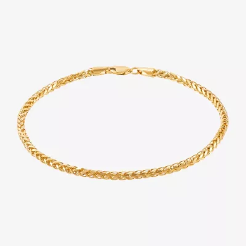 Made in Italy Womens 14K Gold 8 1/2 Inch Solid Wheat Chain Bracelet