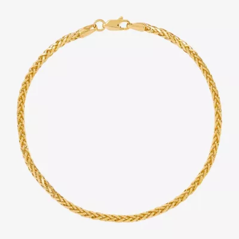 Made in Italy Womens 14K Gold 8 1/2 Inch Solid Wheat Chain Bracelet