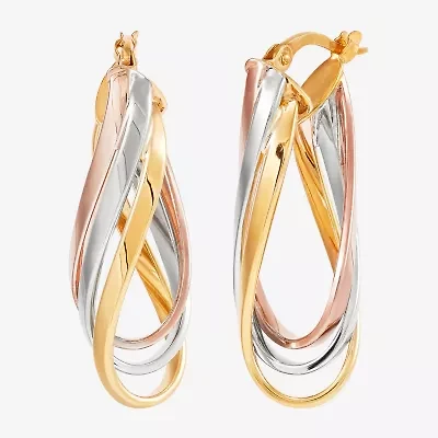 Made in Italy Womens 14K Tri-Color Gold 32mm Round Hoop Earrings