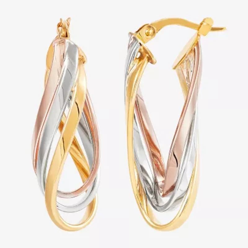 Made in Italy Womens 14K Tri-Color Gold 32mm Round Hoop Earrings