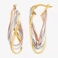 Made in Italy Womens 14K Tri-Color Gold 32mm Round Hoop Earrings