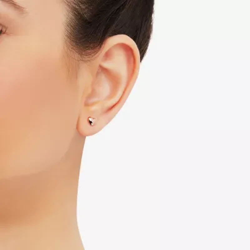 14K Gold 6.2mm Heart Stud Earrings
