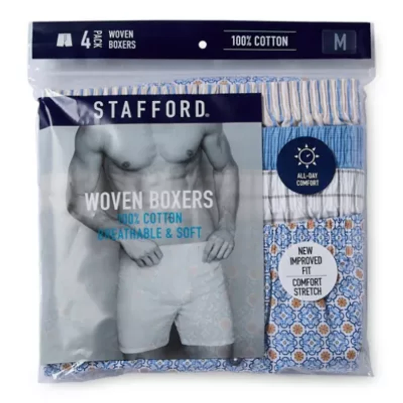 Stafford Woven Mens 4 Pack Boxers 302600