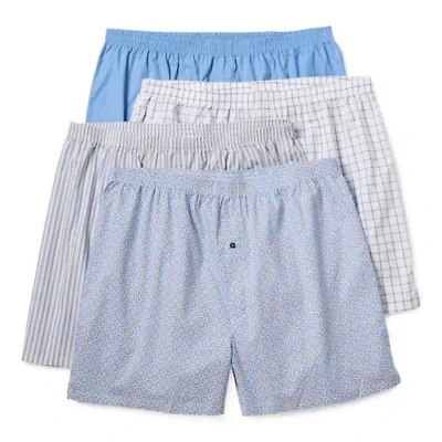 Stafford Woven Mens Big and Tall 4 Pack Boxers 302600