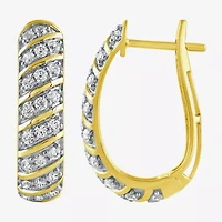 (H-I / I1) Womens 1 CT. T.W. Lab Grown White Diamond 10K Gold 22.7mm Hoop Earrings