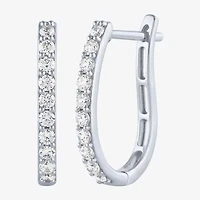 (H-I / I1) Womens 1/2 CT. T.W. Lab Grown White Diamond 10K Gold 18mm Hoop Earrings