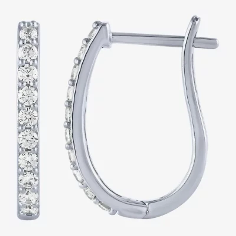 (H-I / I1) Womens 1/2 CT. T.W. Lab Grown White Diamond 10K Gold 18mm Hoop Earrings