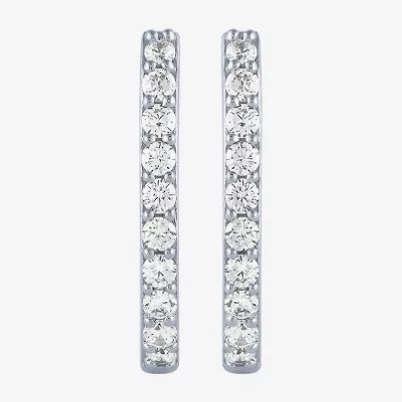 (H-I / I1) Womens 1/2 CT. T.W. Lab Grown White Diamond 10K Gold 18mm Hoop Earrings