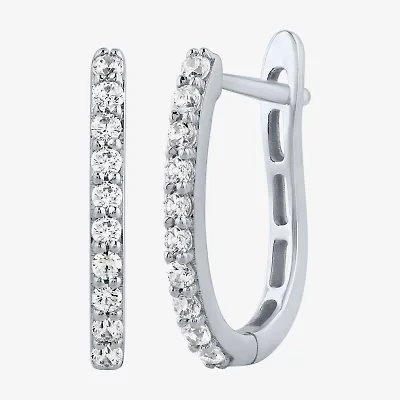 (H-I / I1) Womens 1/4 CT. T.W. Lab Grown White Diamond 10K Gold 14.5mm Hoop Earrings