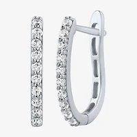 (H-I / I1) Womens 1/4 CT. T.W. Lab Grown White Diamond 10K Gold 14.5mm Hoop Earrings