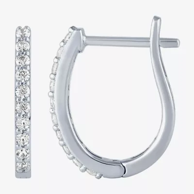 (H-I / I1) Womens 1/4 CT. T.W. Lab Grown White Diamond 10K Gold 14.5mm Hoop Earrings