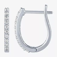 (H-I / I1) Womens 1/4 CT. T.W. Lab Grown White Diamond 10K Gold 14.5mm Hoop Earrings