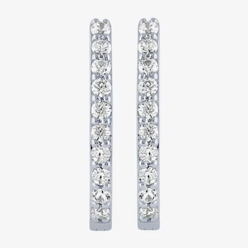 (H-I / I1) Womens 1/4 CT. T.W. Lab Grown White Diamond 10K Gold 14.5mm Hoop Earrings