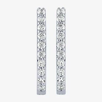 (H-I / I1) Womens 1/4 CT. T.W. Lab Grown White Diamond 10K Gold 14.5mm Hoop Earrings