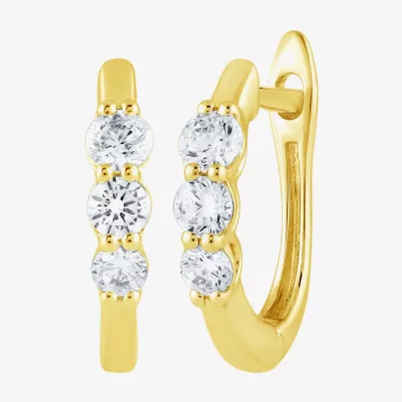 (H-I / I1) Womens 1/2 CT. T.W. Lab Grown White Diamond 10K Gold 15.2mm Hoop Earrings