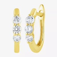 (H-I / I1) Womens 1/2 CT. T.W. Lab Grown White Diamond 10K Gold 15.2mm Hoop Earrings