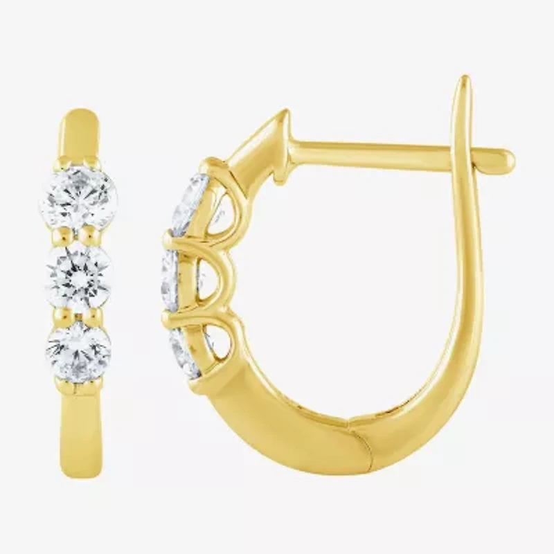 (H-I / I1) Womens 1/2 CT. T.W. Lab Grown White Diamond 10K Gold 15.2mm Hoop Earrings