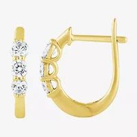 (H-I / I1) Womens 1/2 CT. T.W. Lab Grown White Diamond 10K Gold 15.2mm Hoop Earrings