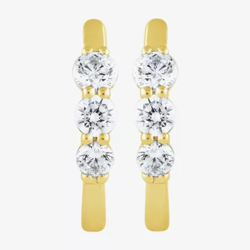 (H-I / I1) Womens 1/2 CT. T.W. Lab Grown White Diamond 10K Gold 15.2mm Hoop Earrings