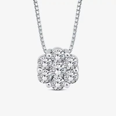 Diamond Blossom (I / I1) Womens 5/8 CT. T.W. Lab Grown White Diamond 10K White Gold 18 Inch Pendant Necklace